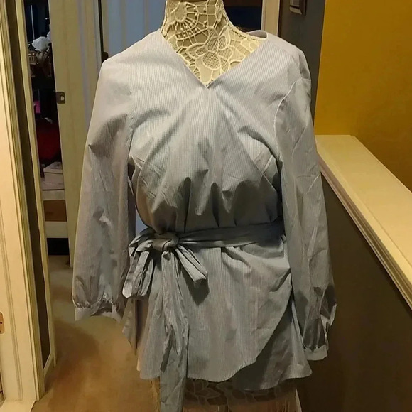 WOMEN LONG SLEEVE WRAP BLOUSE - Picture 2 of 6